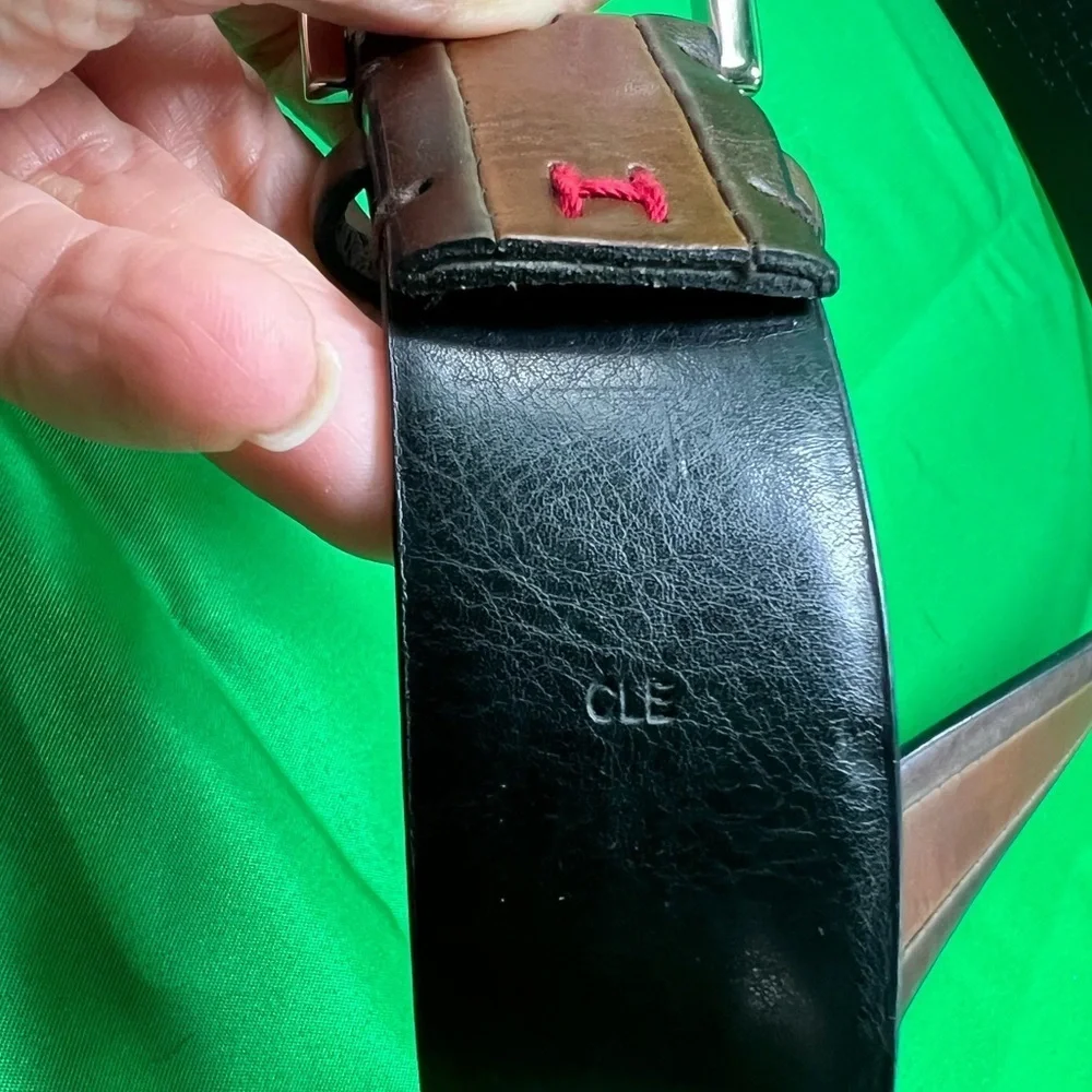 Tommy Hilfiger Black and Brown Leather Belt